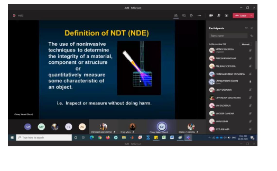   An Online Expert Session REPORT on  “NDT Concept and Level-1 to 3” 